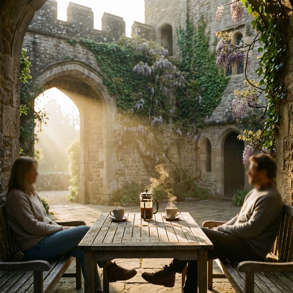 Morning coffee in the courtyard